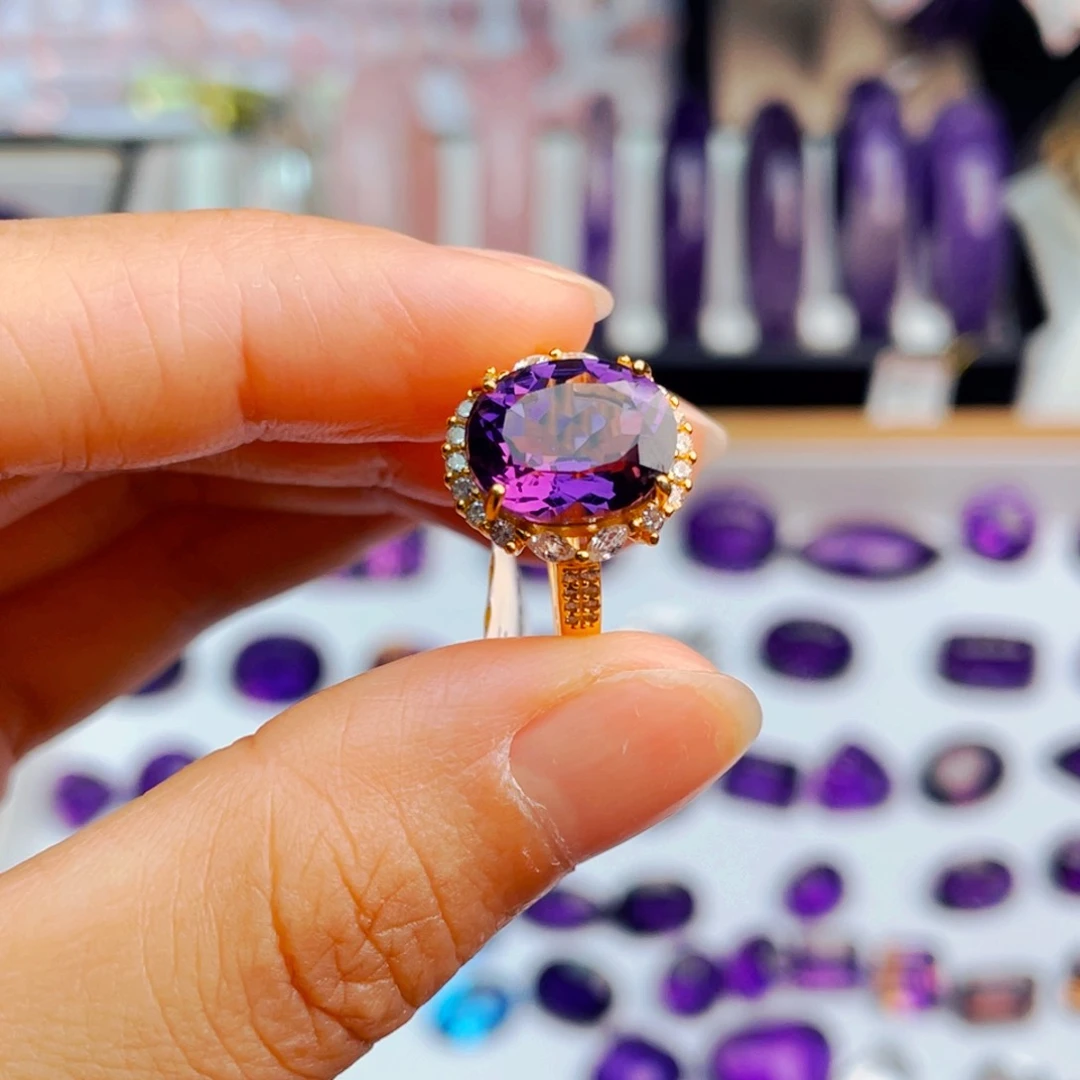 紫晶戒指银S925镶嵌