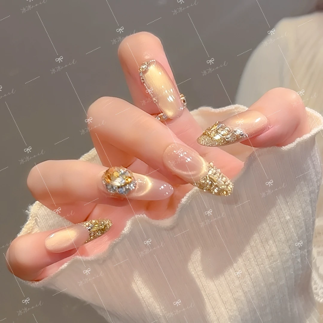 【鎏金幻月】纯手工穿戴甲可重复佩戴送工具包气质显白百搭美甲贴