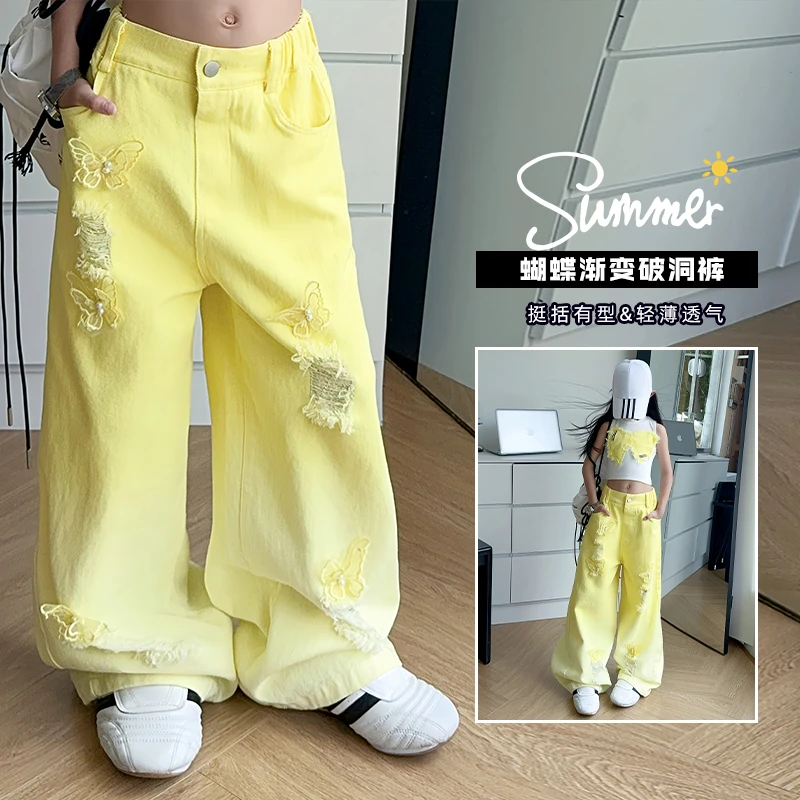 【毛妈潮牌】女童夏季时髦背心阔腿裤套装2025新款中大童洋气套装潮