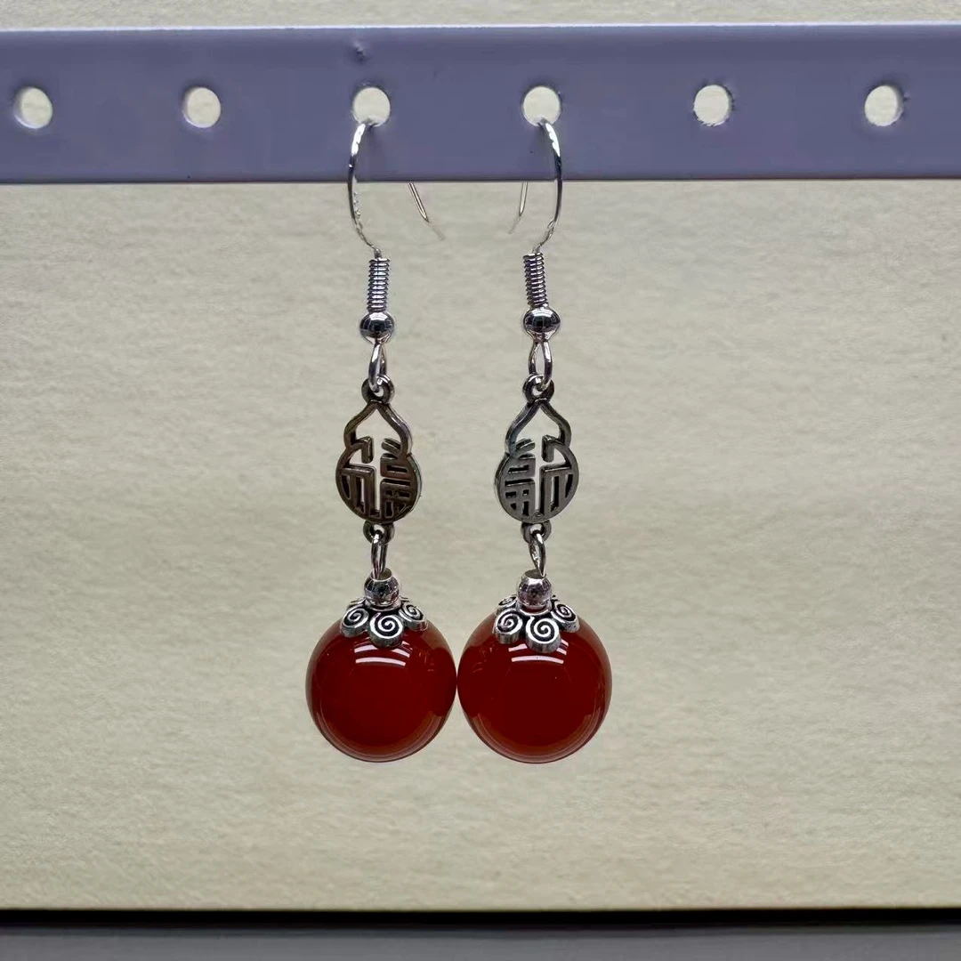 原创设计福子葫芦南红耳饰114