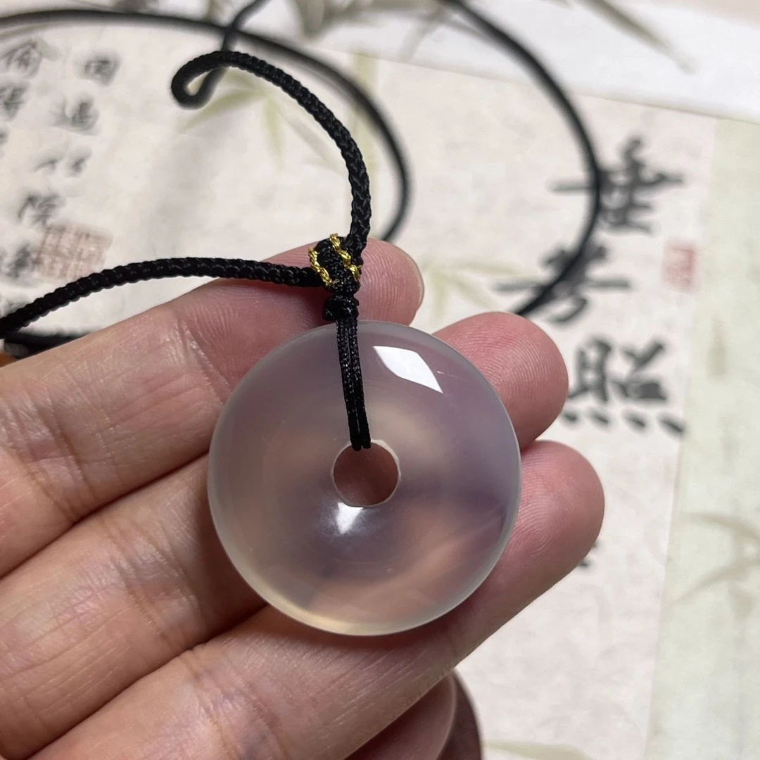 玉石天然玛瑙玉髓30mm平安扣冰透吊坠男女项饰个性精美时尚挂件