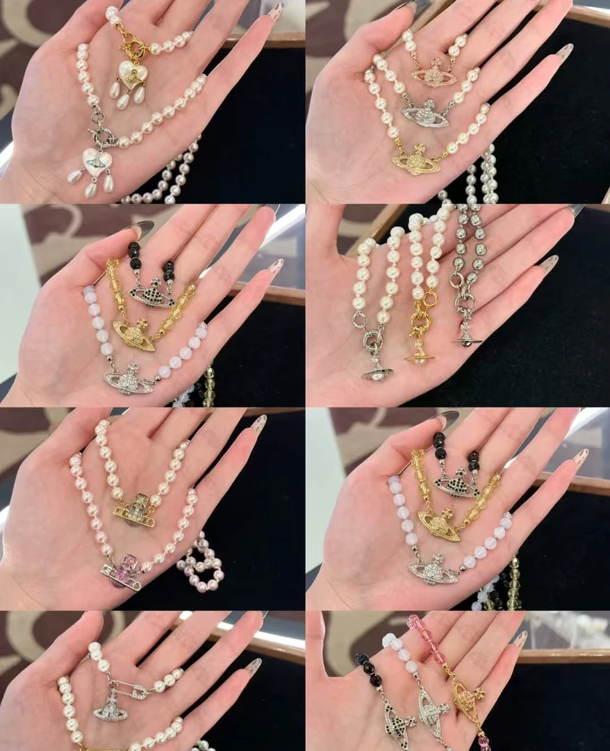 铜合金项链 珍珠系列项链单层双层三层破碎珍珠项链