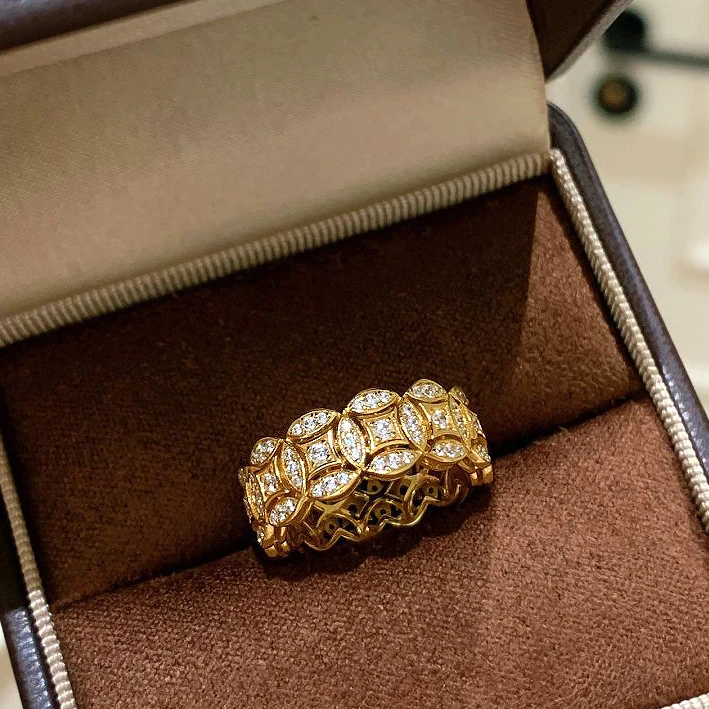 铜合金戒指 中古金色满钻五钱帝戒指女2025蛇年新款招财铜钱指环