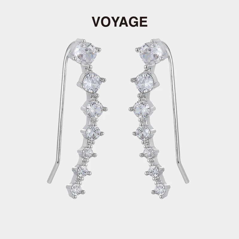 铜合金锆石耳饰 七星锆石弧形女轻奢小众设计气质排钻耳钉耳饰