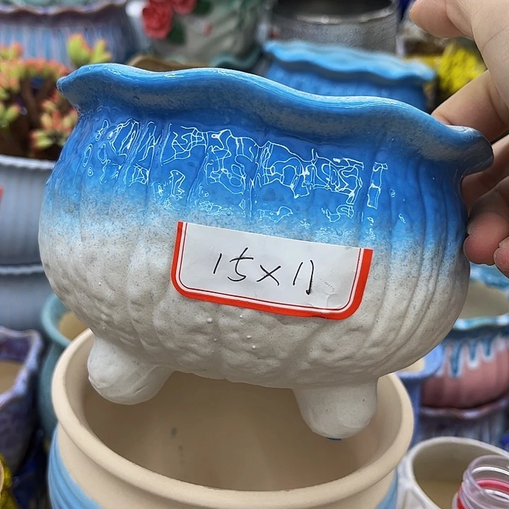 多肉绿植陶瓷花盆9.9包邮，有孔