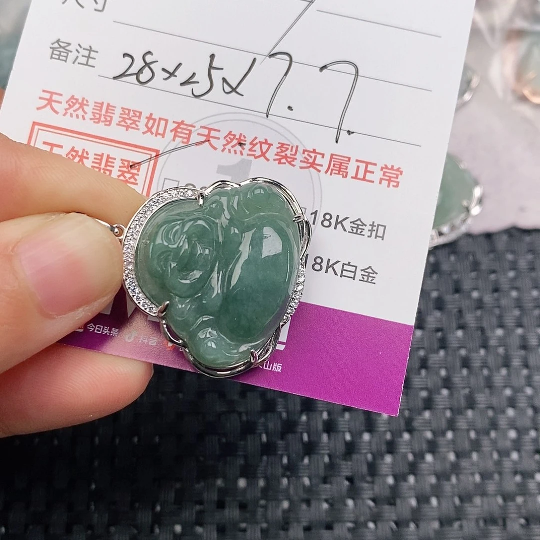 颈饰银S925镶嵌翡翠