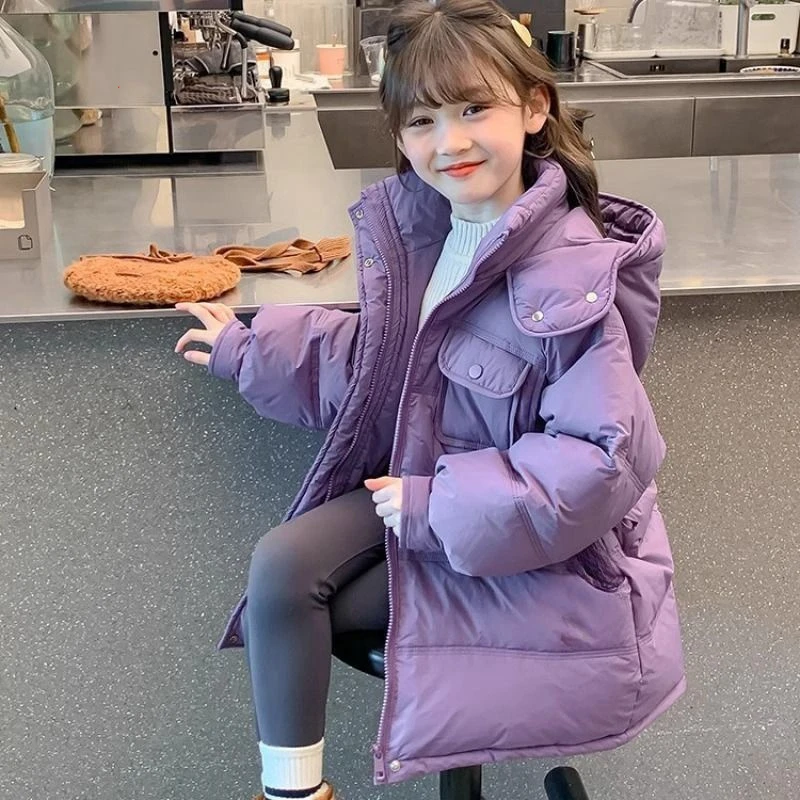 女童冬装棉服2025新款洋气小女孩中长款棉衣外套舒适加厚棉袄潮童