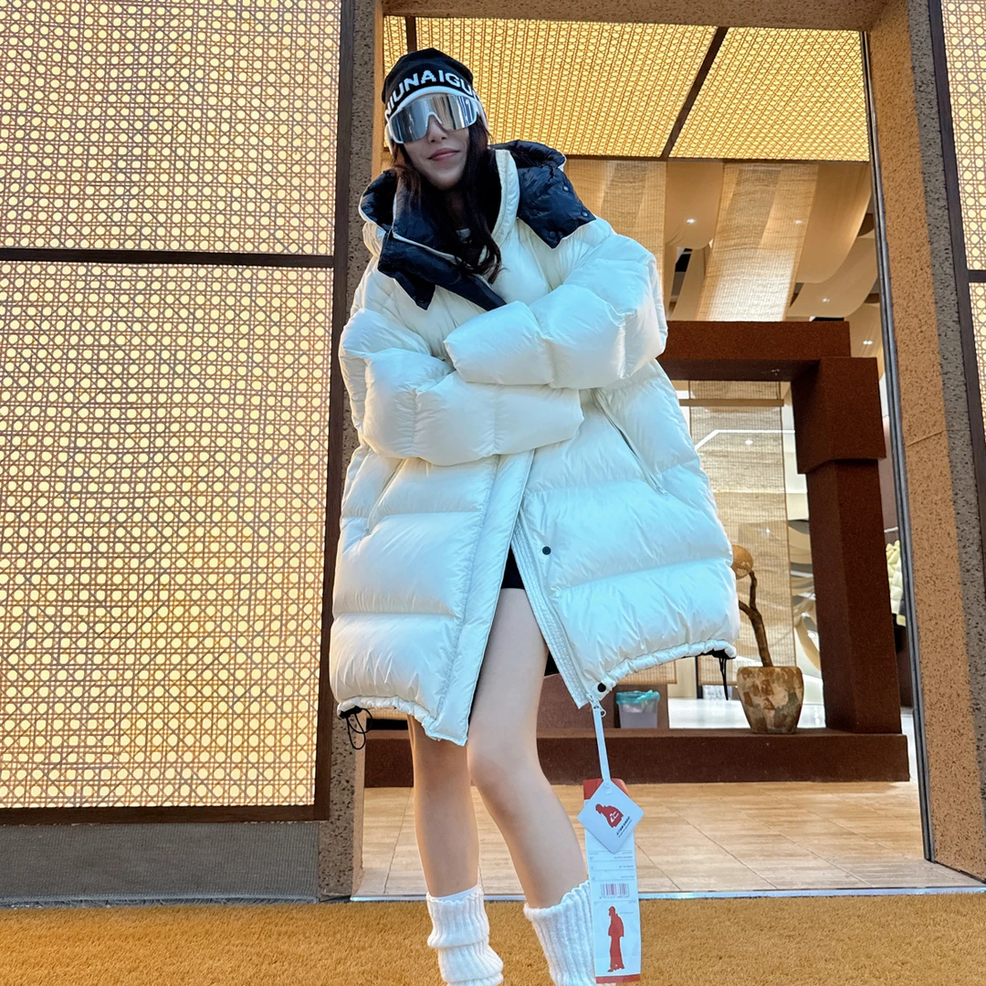 新款（95白鸭绒）立领连帽宽松中长款时髦韩版设计百搭显瘦羽绒服