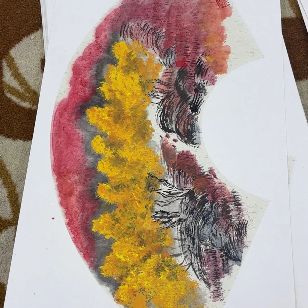 国画赵铁卡纸作品艺