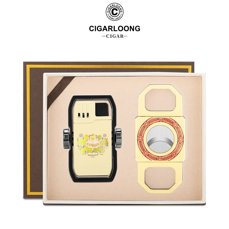 CIGARLOONG茄龙雪茄套装合金打火机雪茄剪刀精美两件套装CLT-24B4