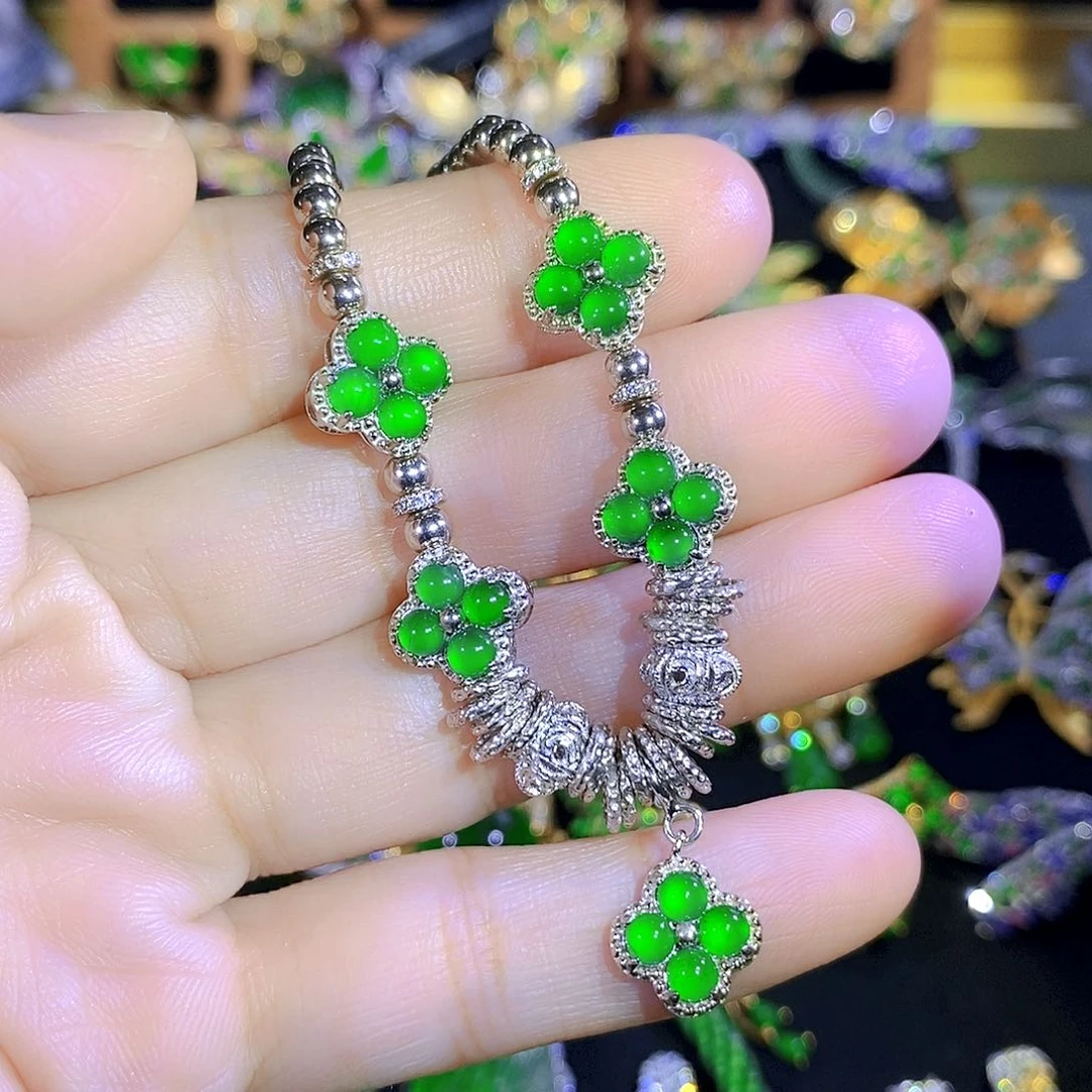 吊坠(不含链)银S925镶嵌翡翠