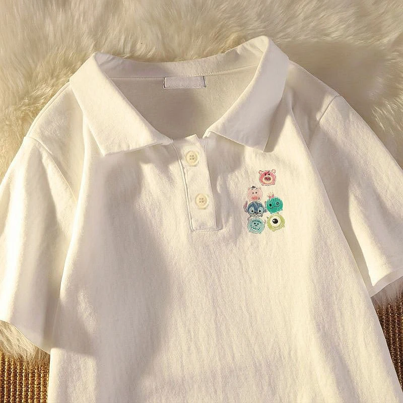 女童T恤polo衫短袖纯棉2025夏季新款中小儿童百搭风宽松白色上衣t