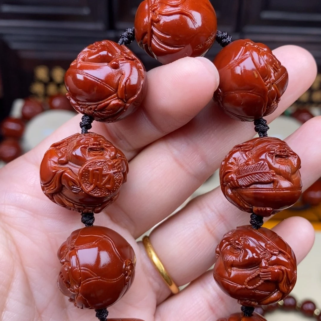 橄榄核吊坠荷叶财神