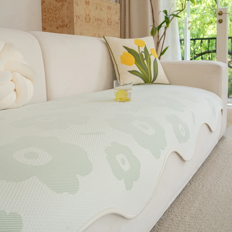 LANSWE/浪莎异形冰花凉感冰丝异形沙发垫新款夏季沙发坐垫盖布