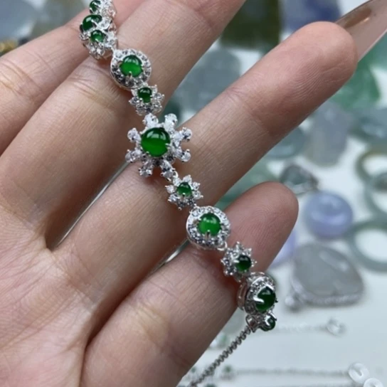 翡翠银S925镶嵌吊坠(不含链)