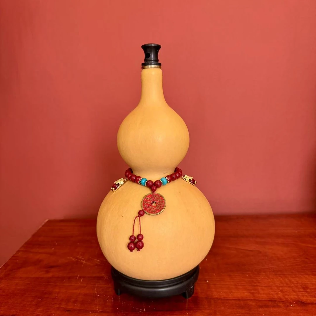 手工原创----越花越有  开口葫芦居家摆件高度20-25厘米