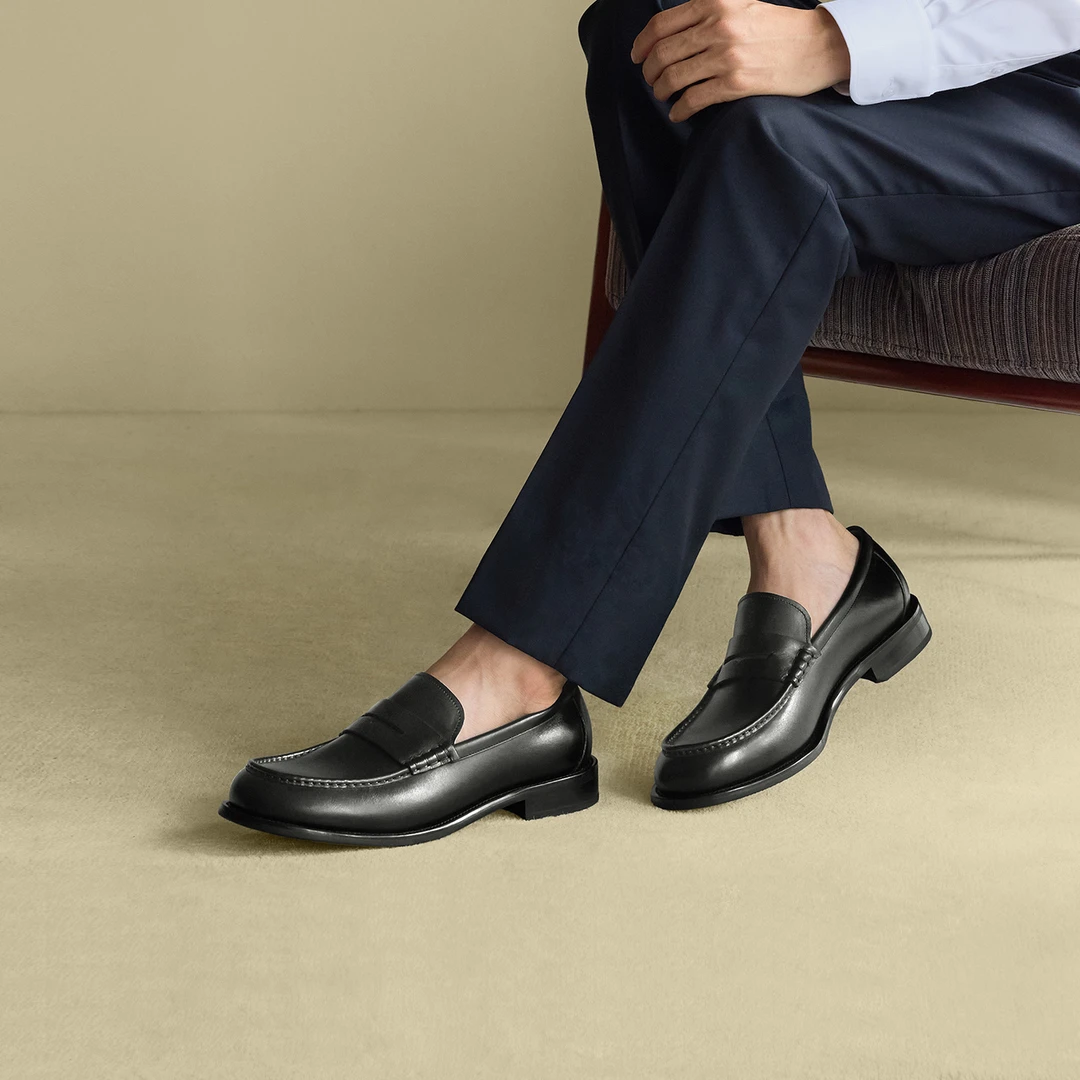 ThomWills新款便士乐福鞋2025夏季真皮豆豆鞋通勤皮鞋男鞋一脚蹬