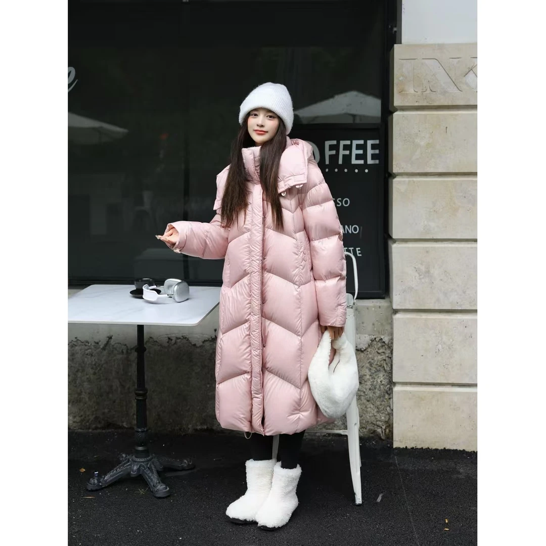 杭熙羽时尚长款大被子款女士泡芙过膝连帽1110