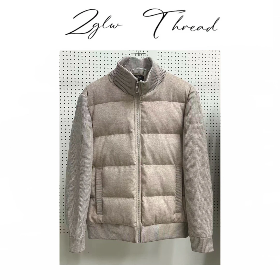 新款羊毛拼接色羽绒外套