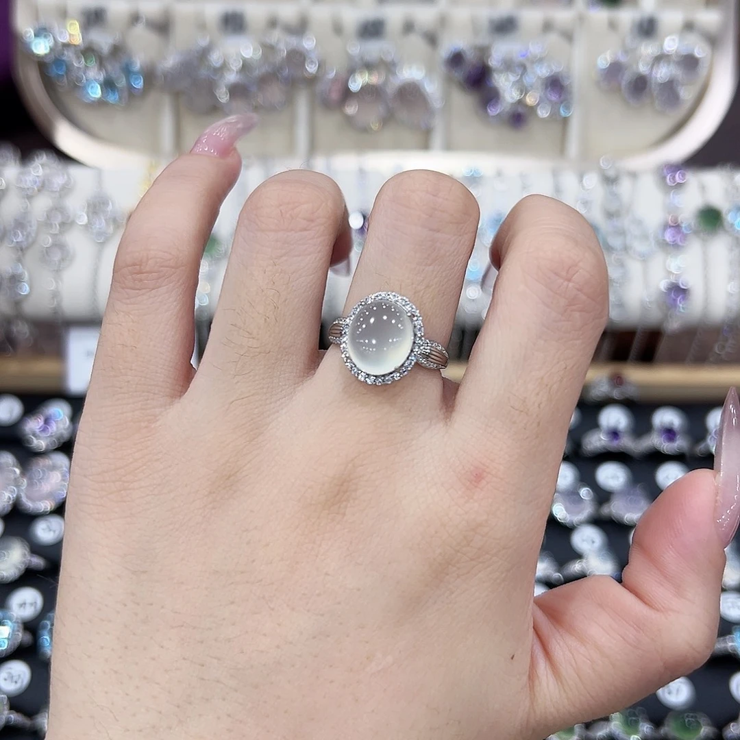 蛇纹石玉银S925镶嵌戒指