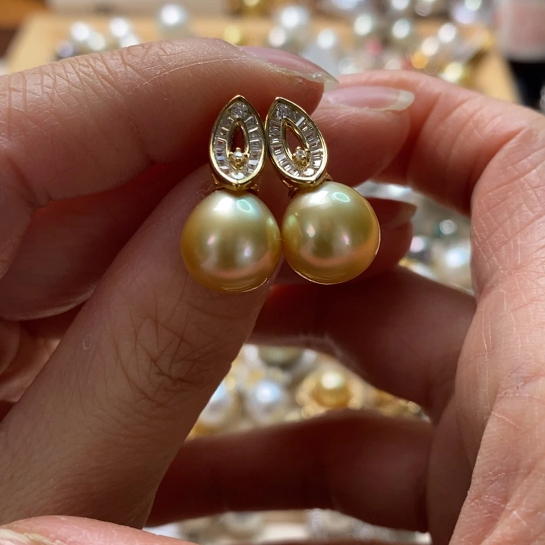 海水珍珠耳饰银S925镶嵌