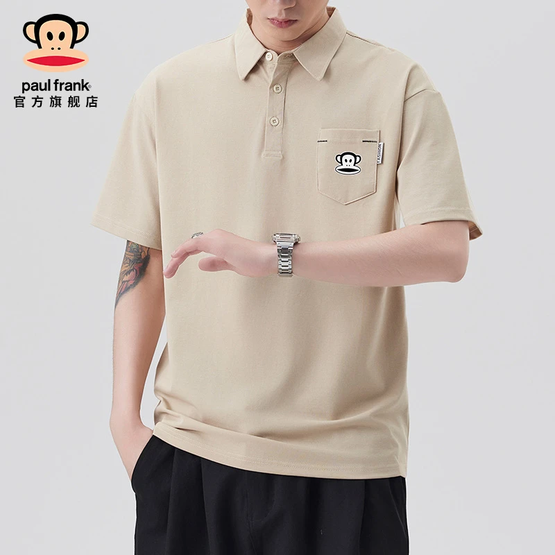 paul frank/大嘴猴夏季薄款短袖polo衫潮牌男宽松休闲百搭翻领t恤
