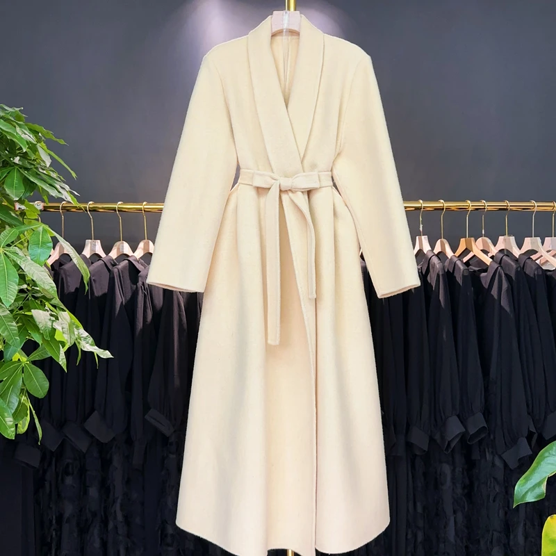 【A9215】毛呢外套女2025秋冬新款时尚设计感中长款毛呢外套