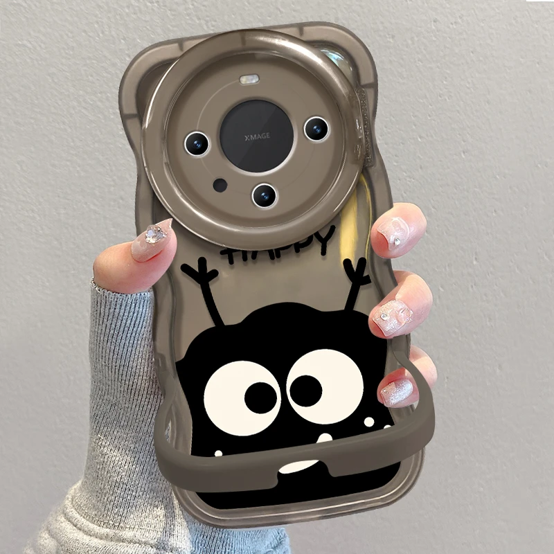 适用于华为MATE60PRO板凳双支架小煤球全包防摔创意手机壳