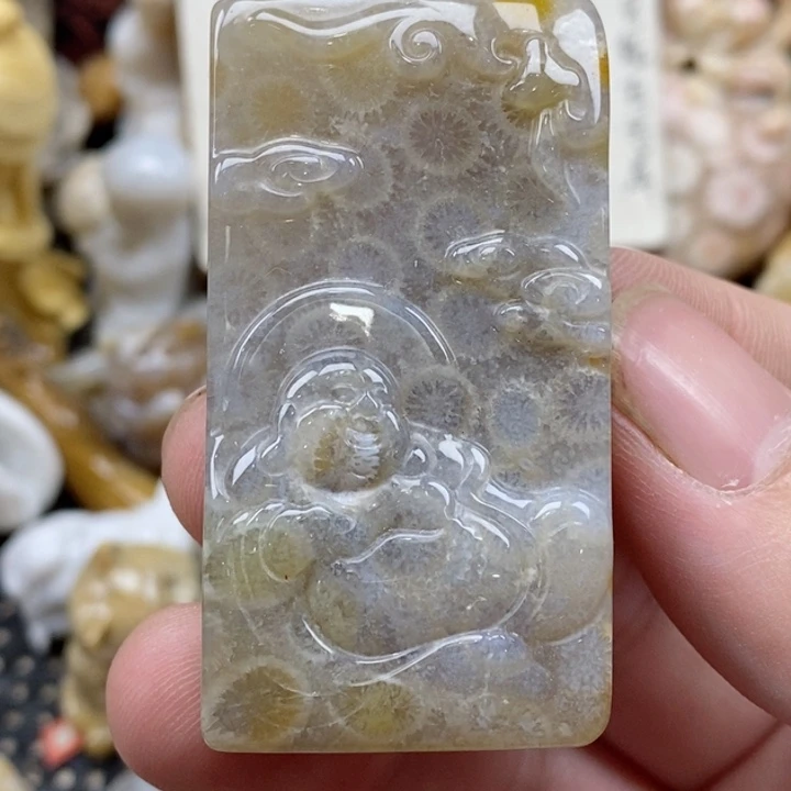 颈饰未镶嵌硅化珊瑚（珊瑚玉）