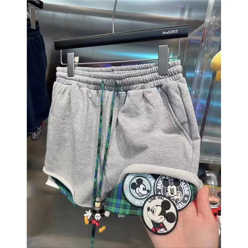 加大码300斤潮流时尚男士松紧腰短裤卡通格子休闲斜插口袋五分裤2