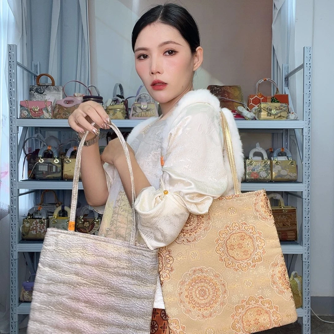 织物桑蚕丝非遗唐锦纯布包