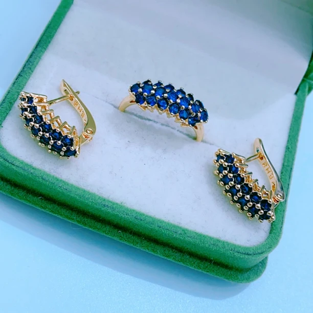 合金玻璃耳饰 siyarang精致复古两件套时尚气质洋气精美耳环耳扣