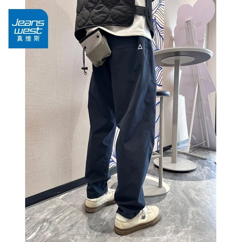 真维斯新款机能小三角白标宽松锥形休闲裤美式工装长裤男款休闲裤