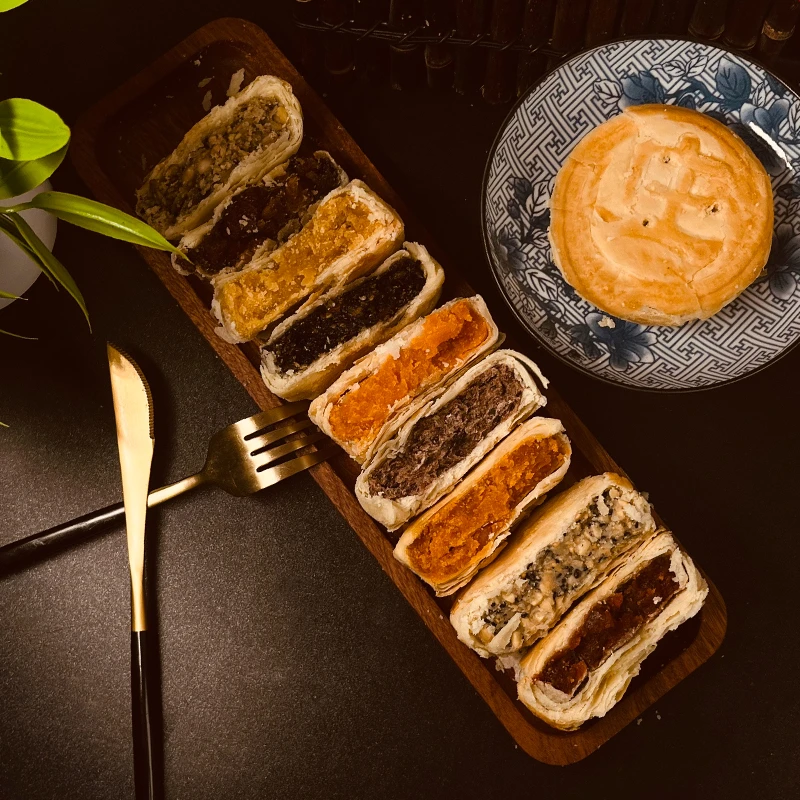 【庄里人】黄庄月饼蛋黄馅/红豆馅 420g/包 4块装