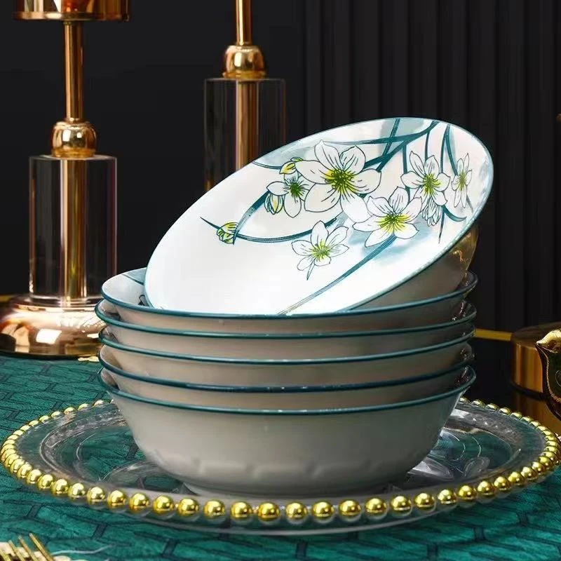 水仙花7英寸面碗 6个装 破损补发