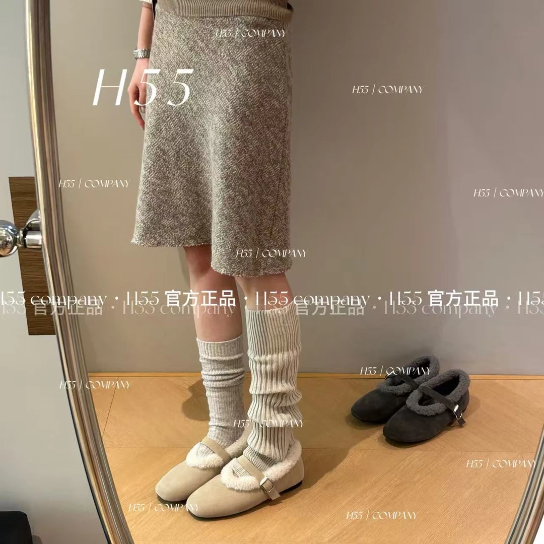 H55女鞋金奈尔极简风优雅加绒保暖卷毛玛丽珍鞋03-3098-5-YY
