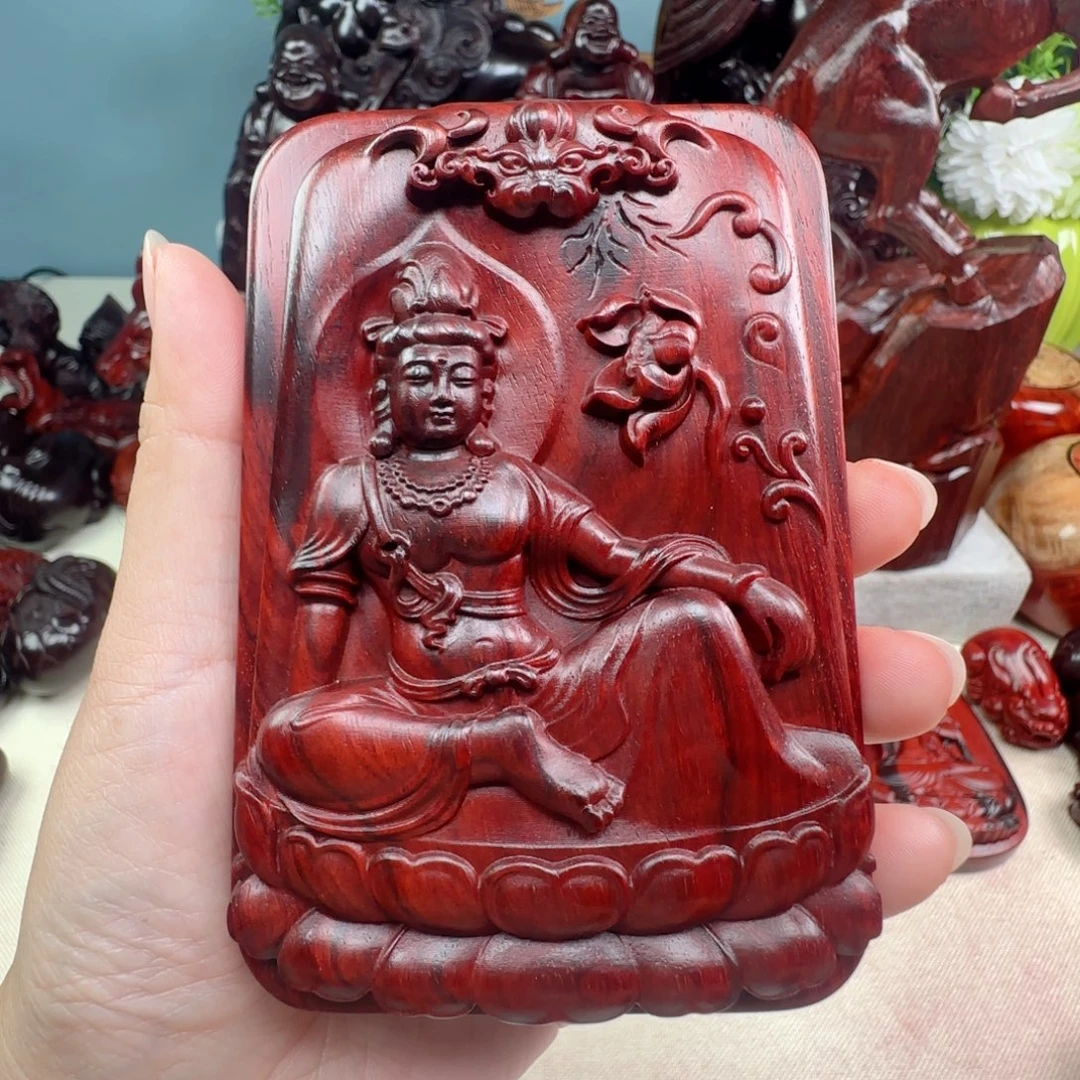 小叶紫檀把件观音牌
