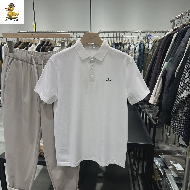 简约刺绣衫男短袖夏季2025新款潮流百搭男士有领时尚休闲上衣