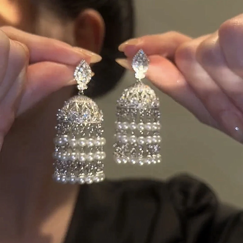 铜合金耳饰 A1033民族风异域风铃鸟笼耳饰流苏耳钉轻奢耳坠