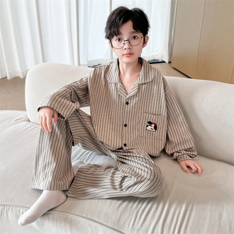 男童家居服套装2025新款儿童春秋冬款纯棉睡衣大男孩宽松舒适秋季