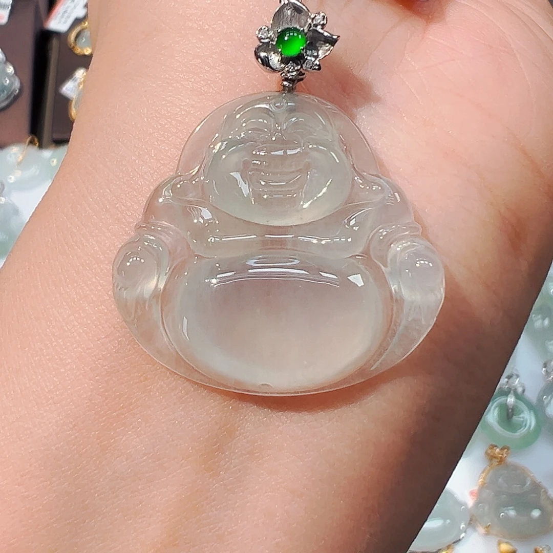 翡翠18K金镶嵌吊坠(不含链)佛公