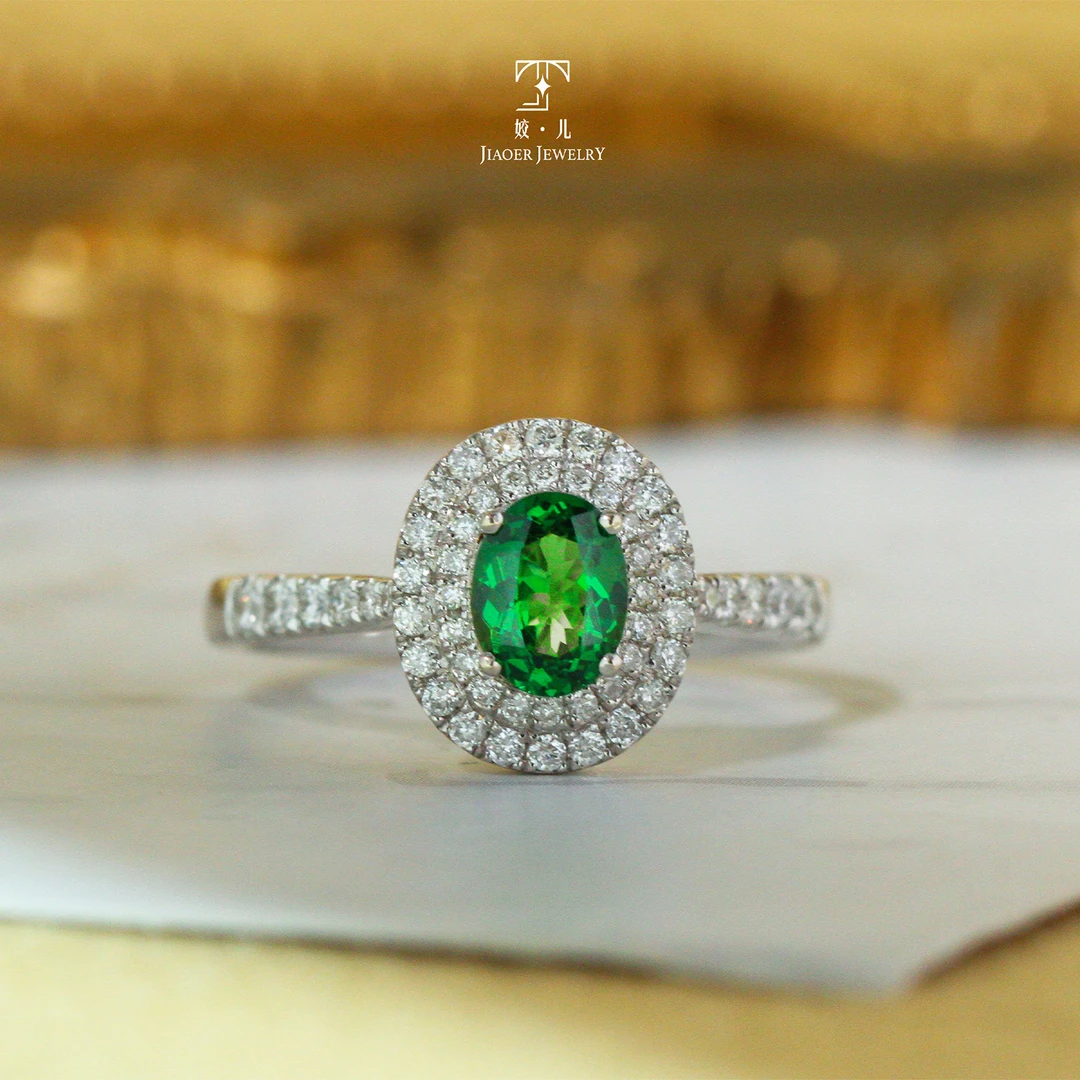 【姣儿珠宝】18K金53分沙弗莱钻石戒指气质轻奢时尚高级珠宝