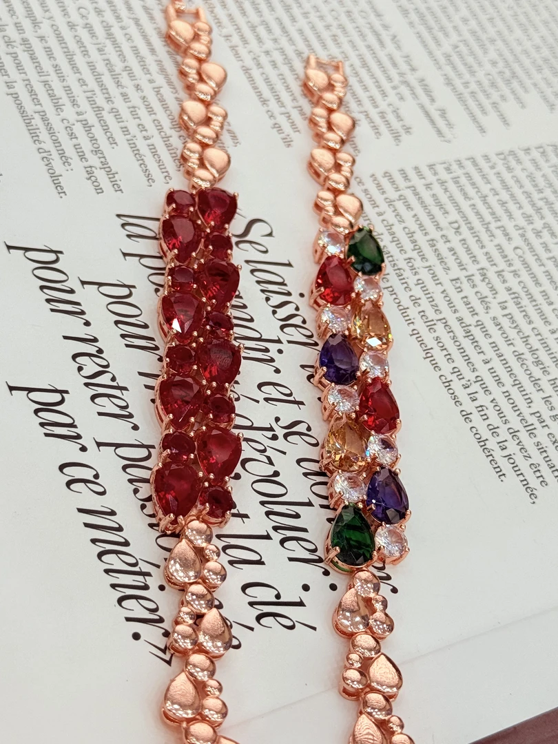 铜合金锆石手链 气质手链 kizil altun pasun 时尚百搭 红色彩色