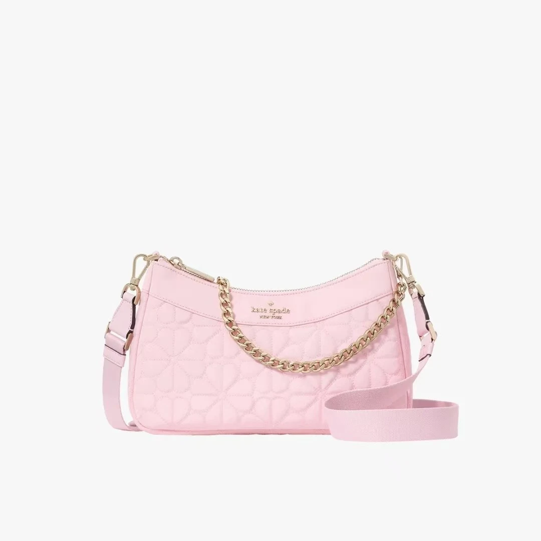 Kate spade/凯特丝蓓spade flower桃心四叶花绗缝小号斜挎包