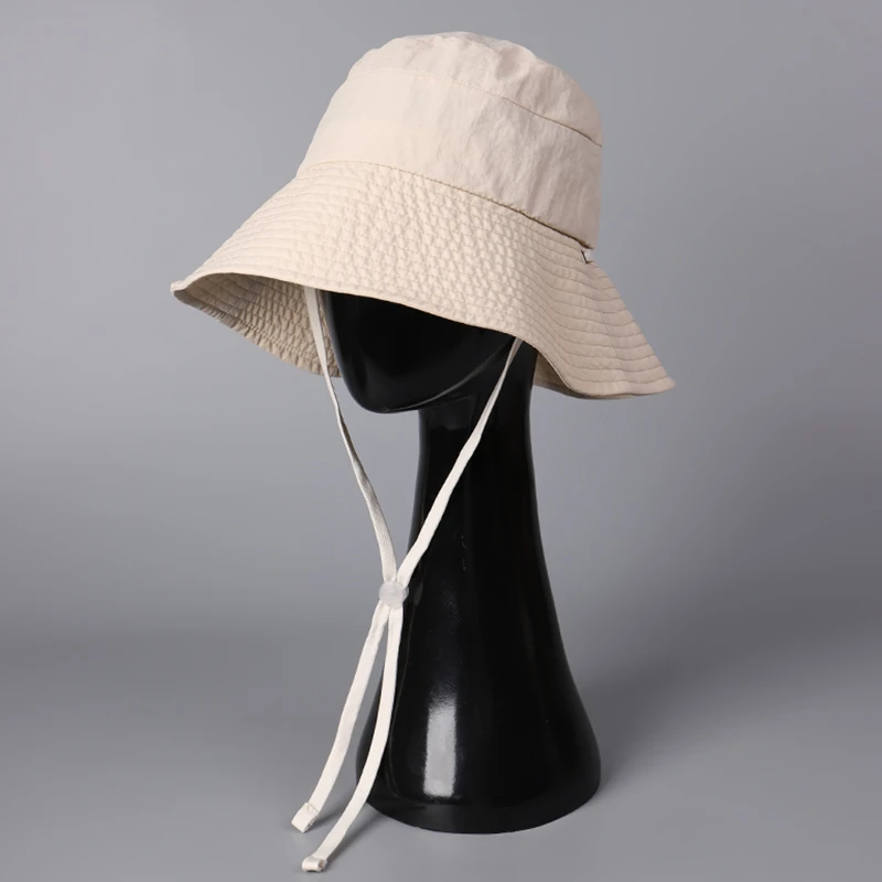 日系简约纯色速干渔夫帽子女春夏轻薄透气大檐遮脸盆帽防晒遮阳帽