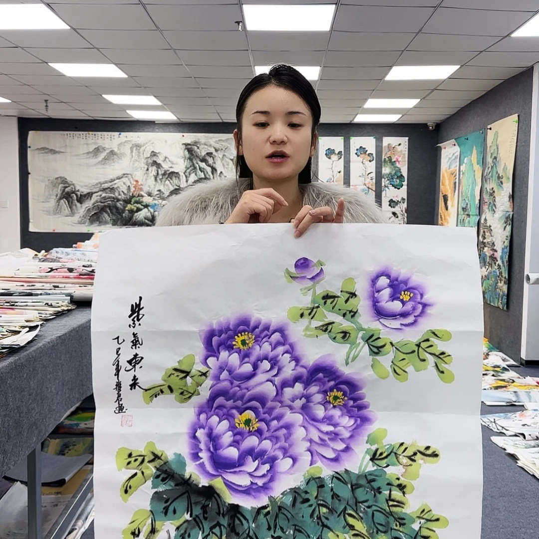 国画作品小姐姐放漏中