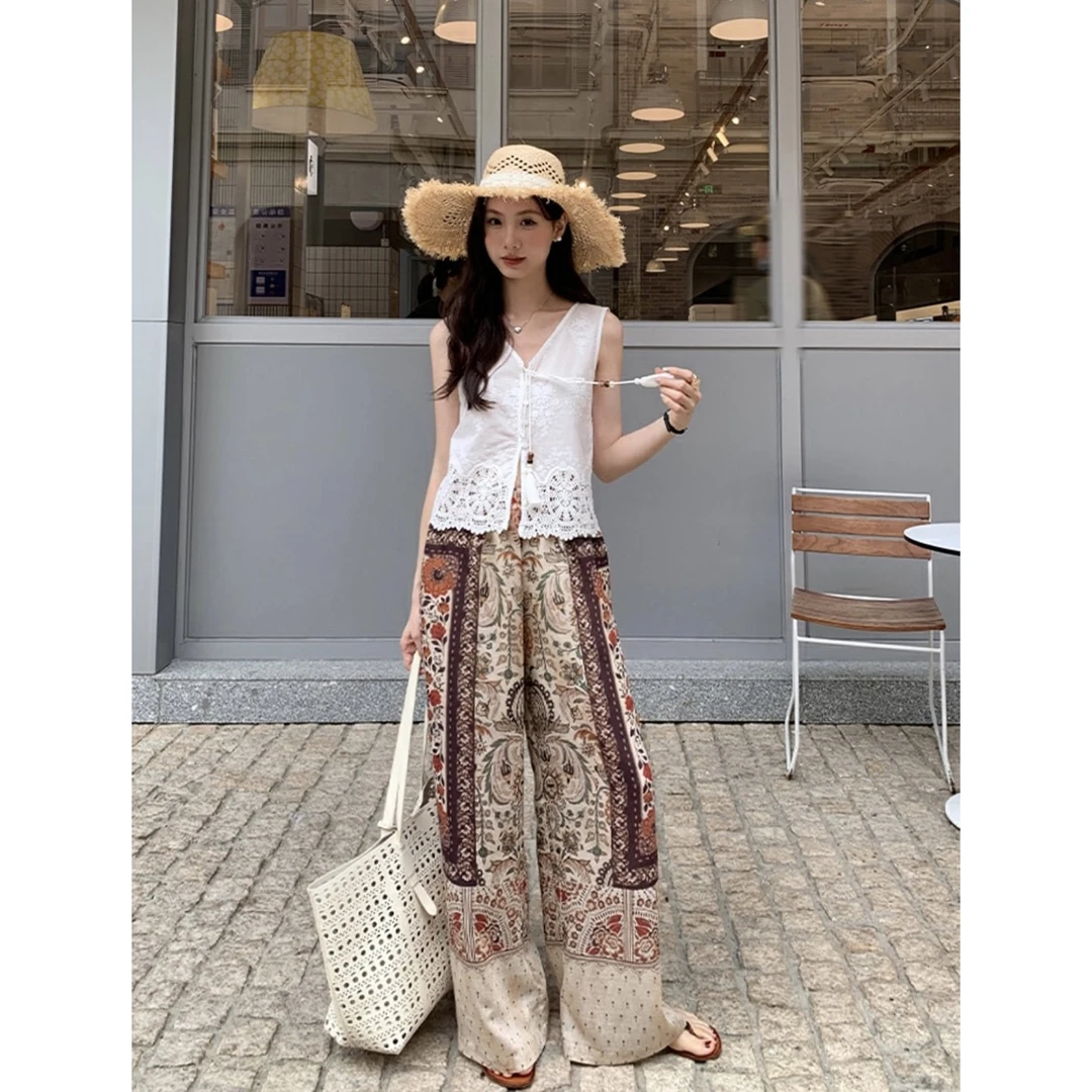 2025夏季【天丝亚麻】浪漫度假风 气质百搭 松弛感宽松阔腿裤