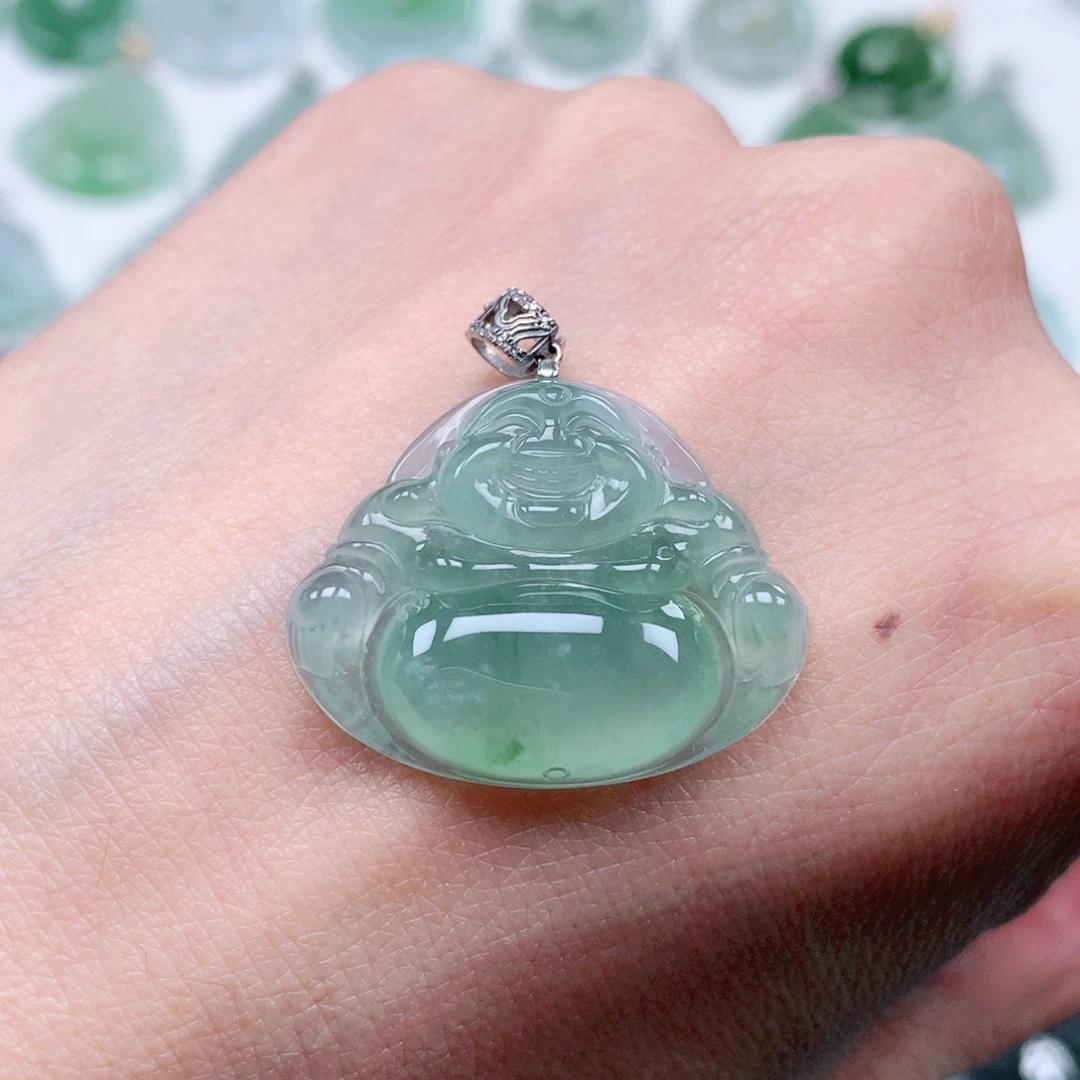 吊坠(不含链)18K金镶嵌翡翠