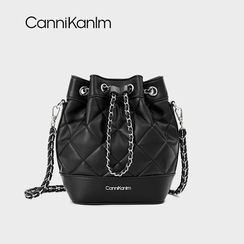 CanniKanlm真皮小水桶包双肩包女2025新款高级质感链条单肩斜挎包