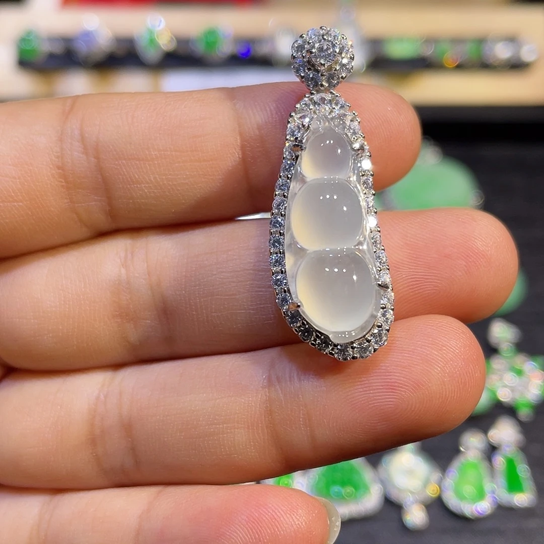 翡翠银S925镶嵌吊坠(不含链)